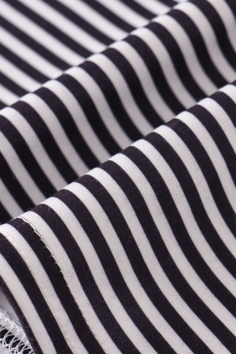 Navy Stripe Football Embroidery Button Down Shirt