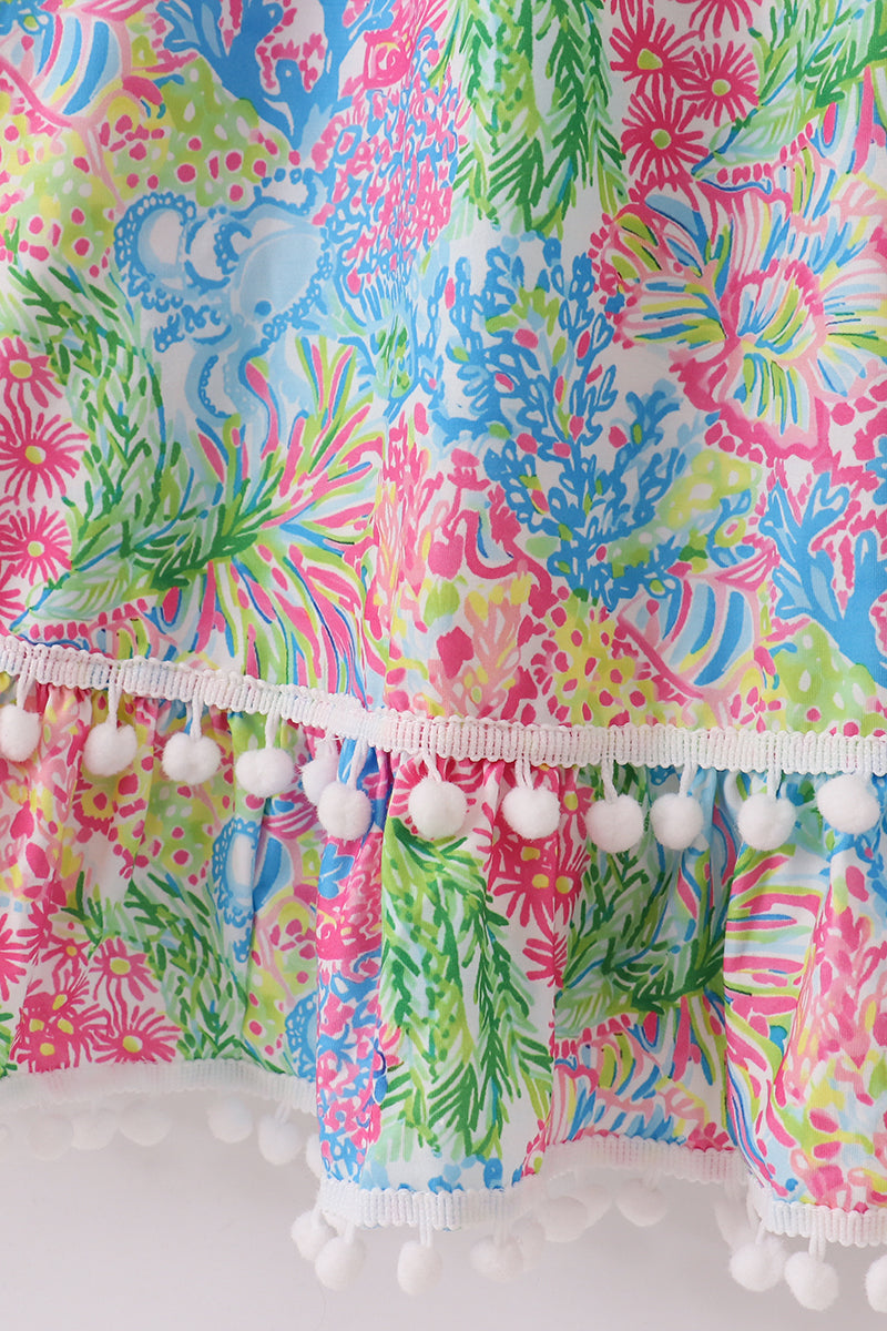 Pink Tropical Smocked Mom & Me Dress