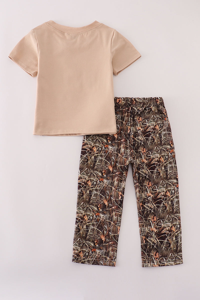 Camouflage Hound Embroidery Pants Set