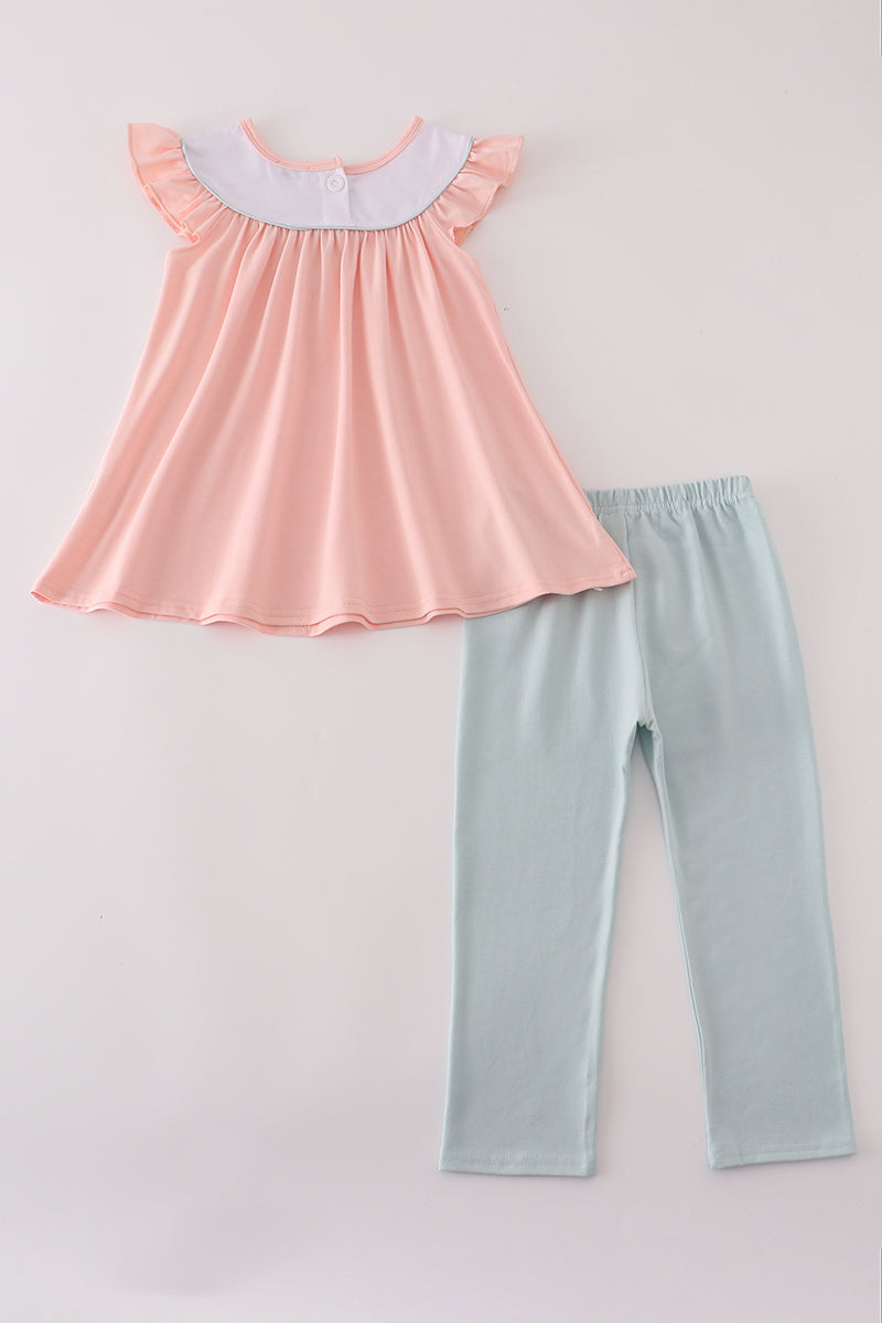 Pink Embroidery Pants Set