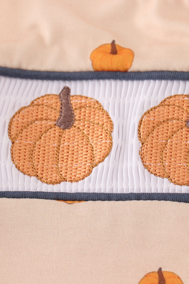Khaki Embroidery Smocked Jonjon