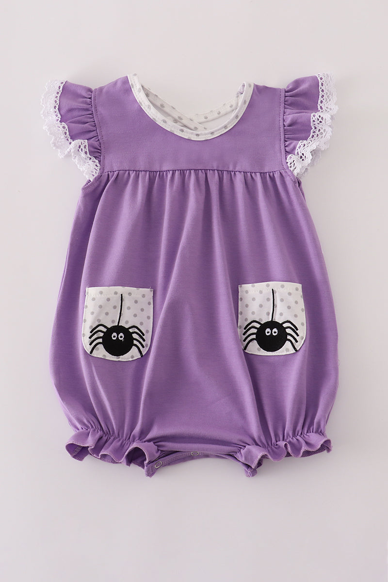 Purple Spider Embroidery Ruffle Bubble