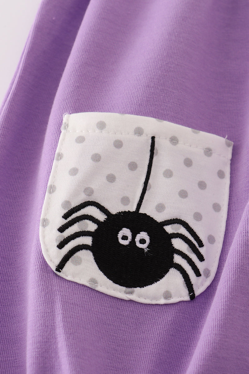 Purple Spider Embroidery Ruffle Bubble
