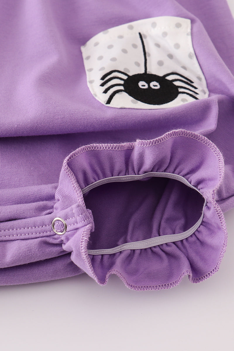 Purple Spider Embroidery Ruffle Bubble