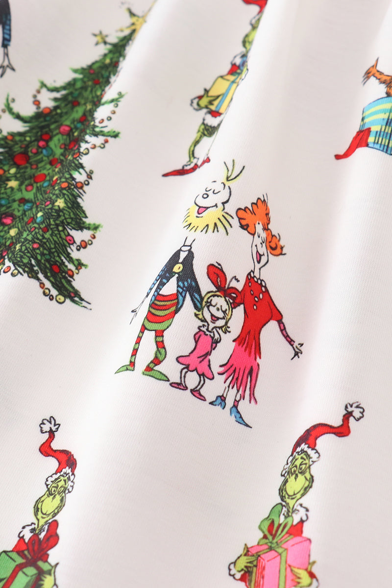 White Grinch Print Dress