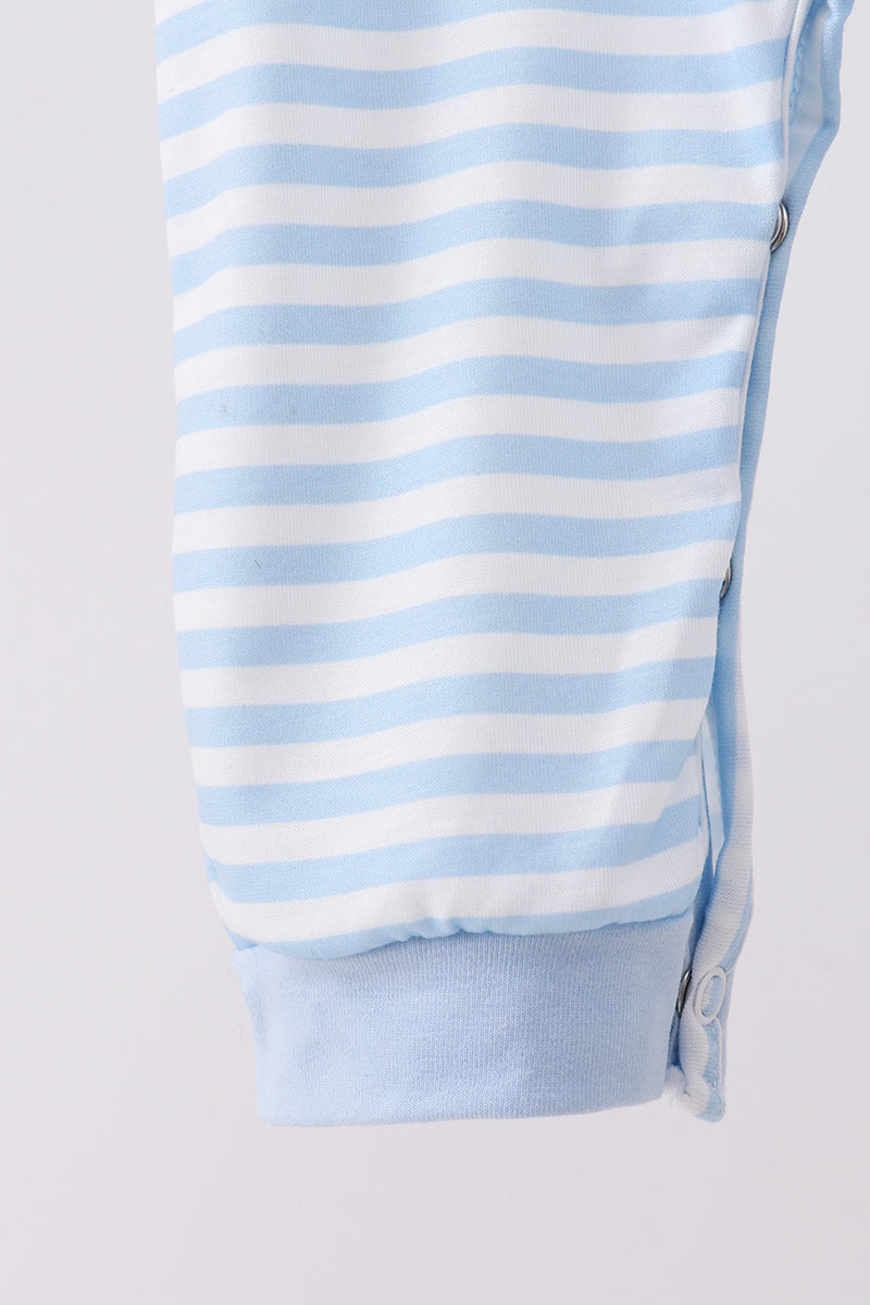 Blue Stripe Reindeer Applique Romper