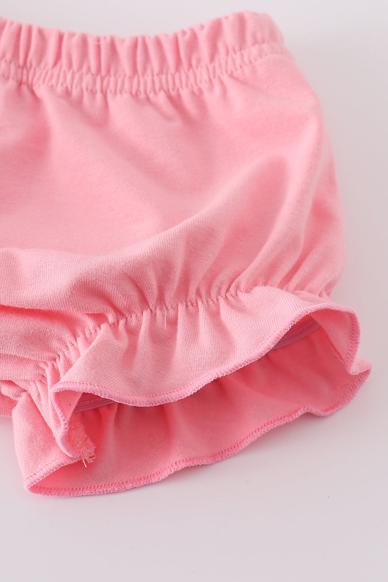Pink Strawberry Print Muslin Girl Bloomer Set