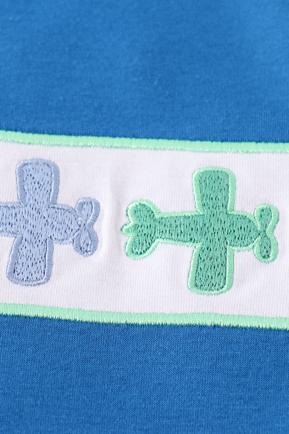 Blue Airplane Embroidery Top