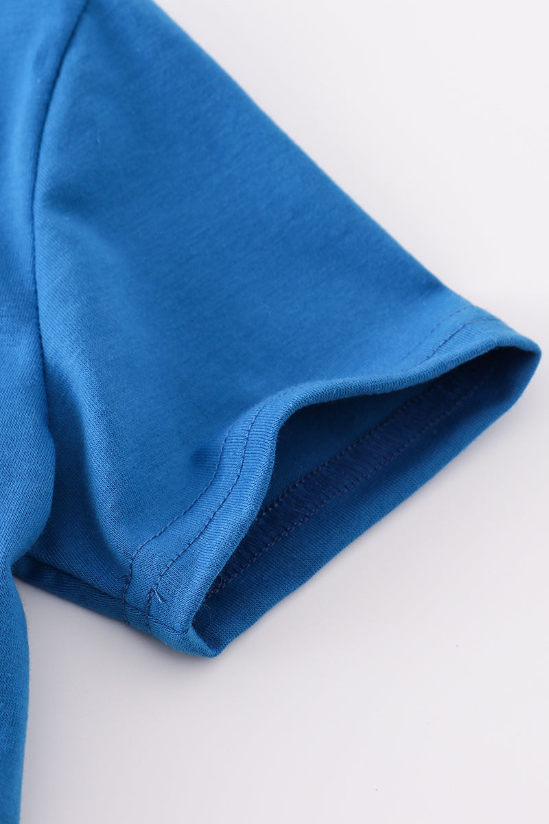 Blue Airplane Embroidery Top