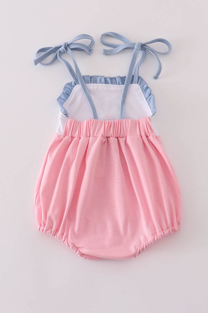 Pink Castle Applique Ruffle Bubble