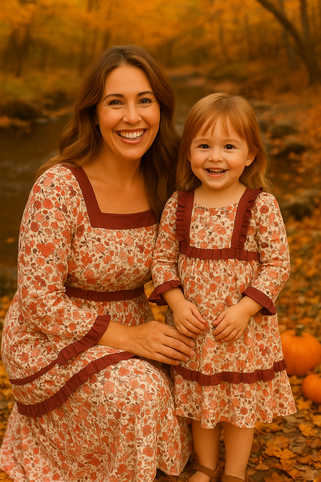 Fall Floral Print Mom&Me Dress