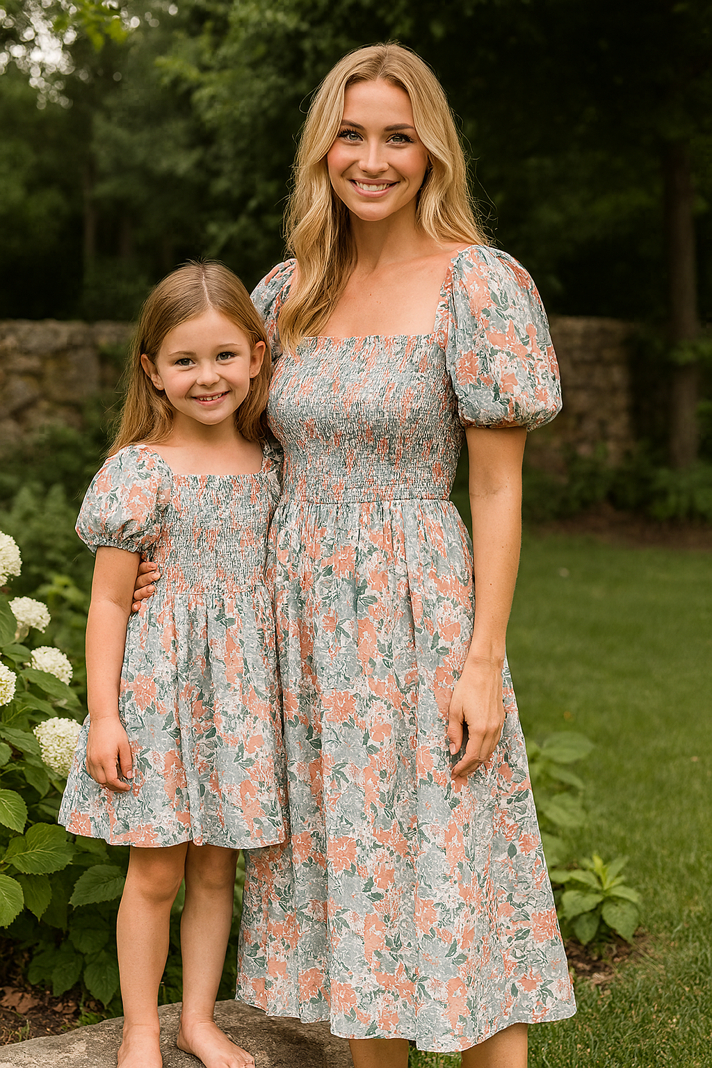 Garden Bloom Smocked Mom & Me Dress