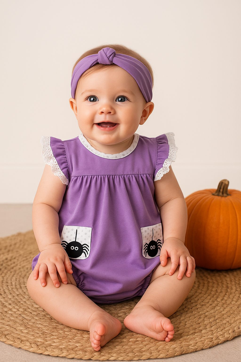 Purple Spider Embroidery Ruffle Bubble