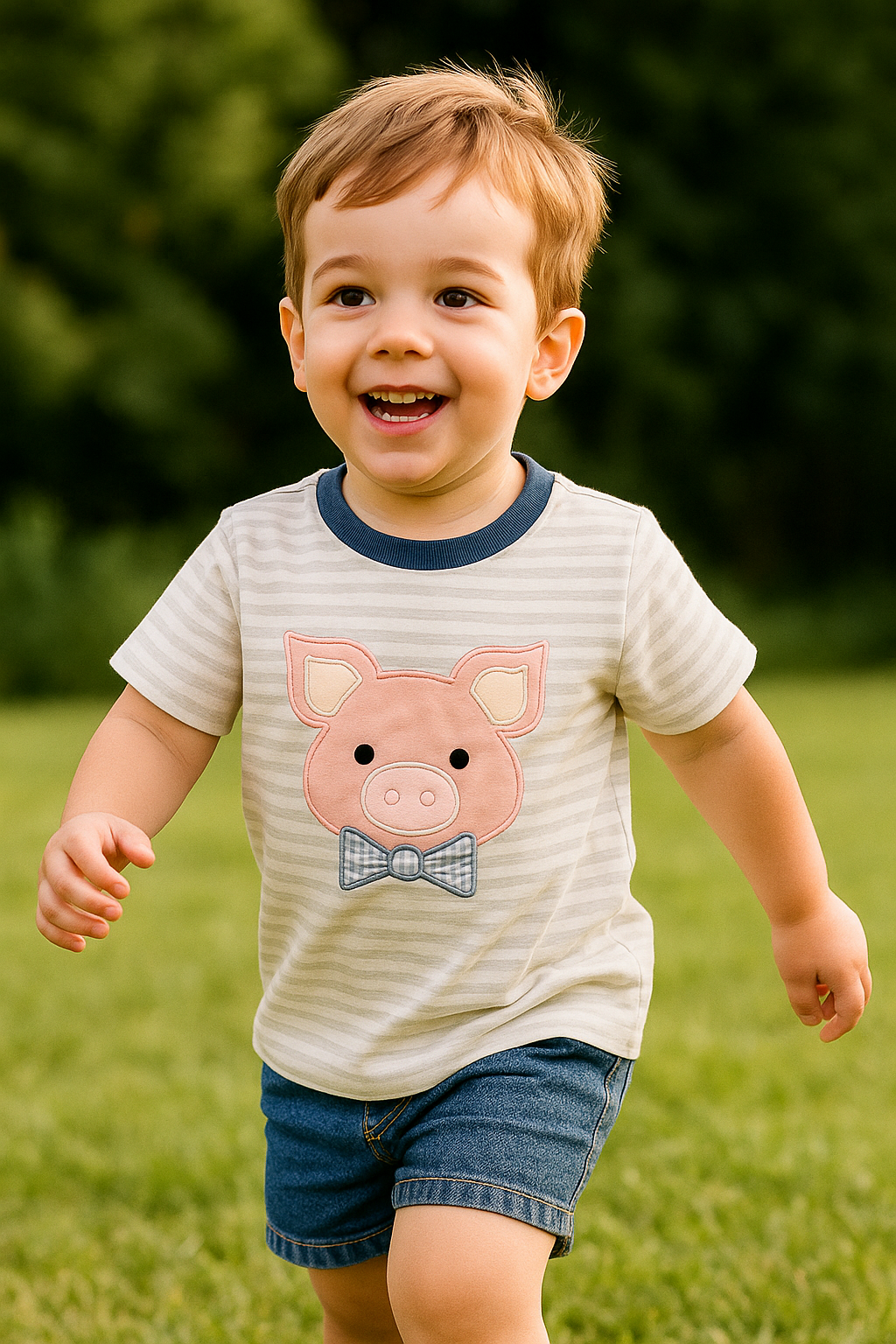 Pig Applique Boy Top