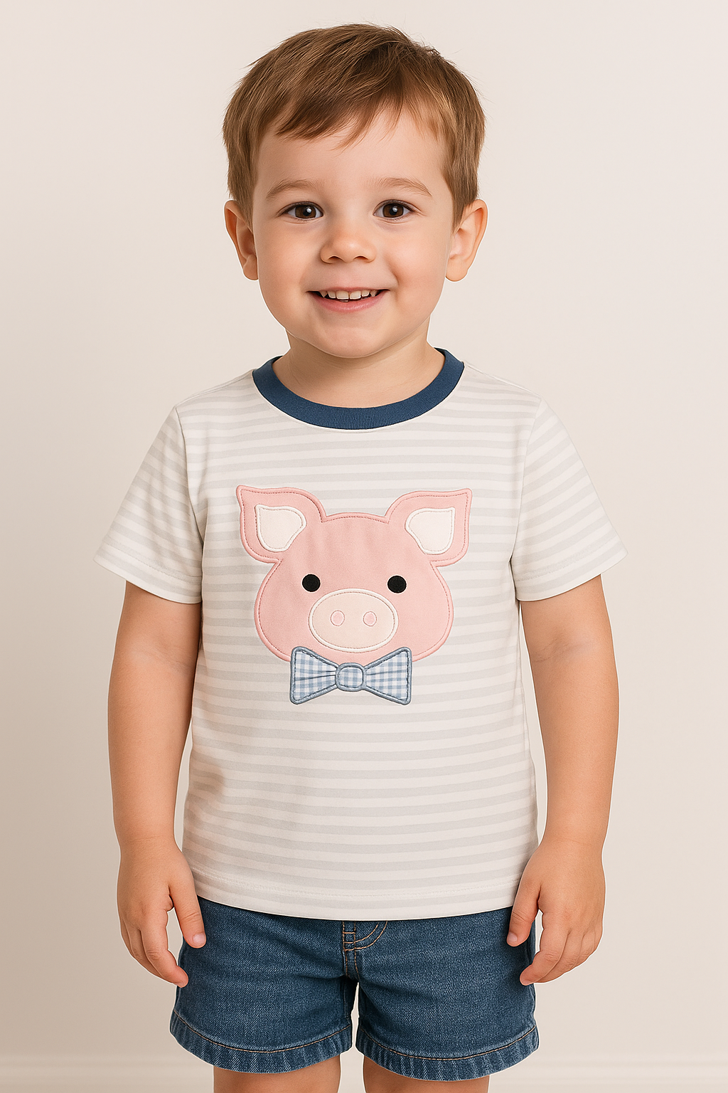 Pig Applique Boy Top