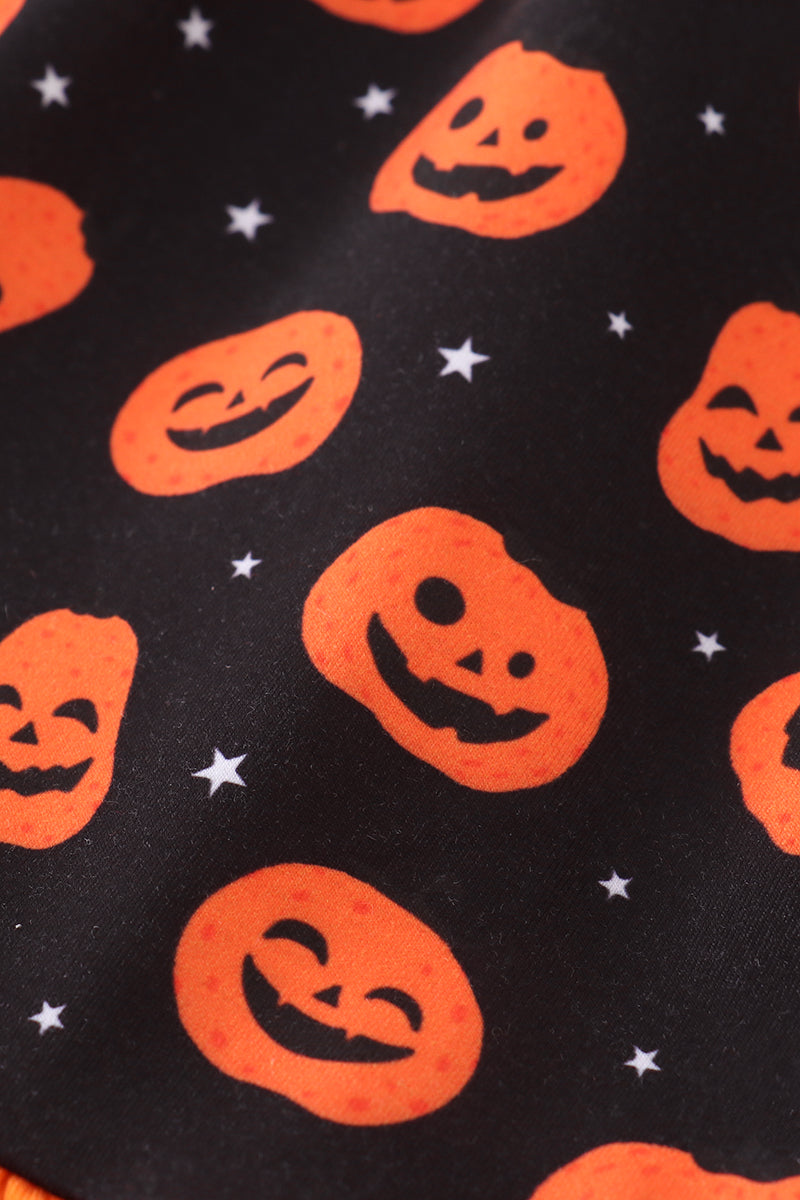 Premium Orange Halloween Pumpkin Ruffle Dress
