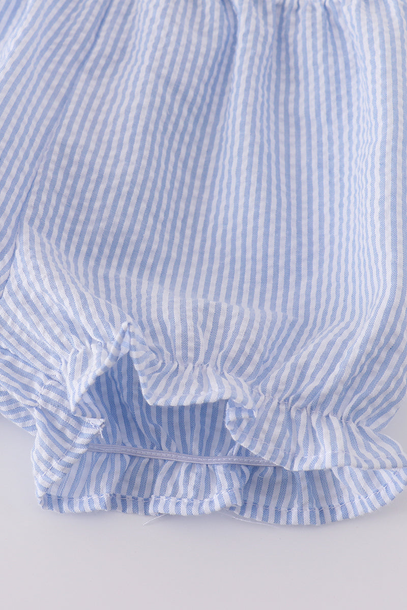 Premium Blue Sailboat Embroidery Bloomer Set