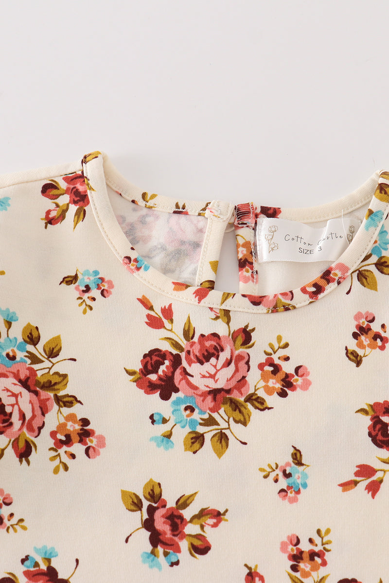 Platinum Rust Floral Print Ruffle Tunic