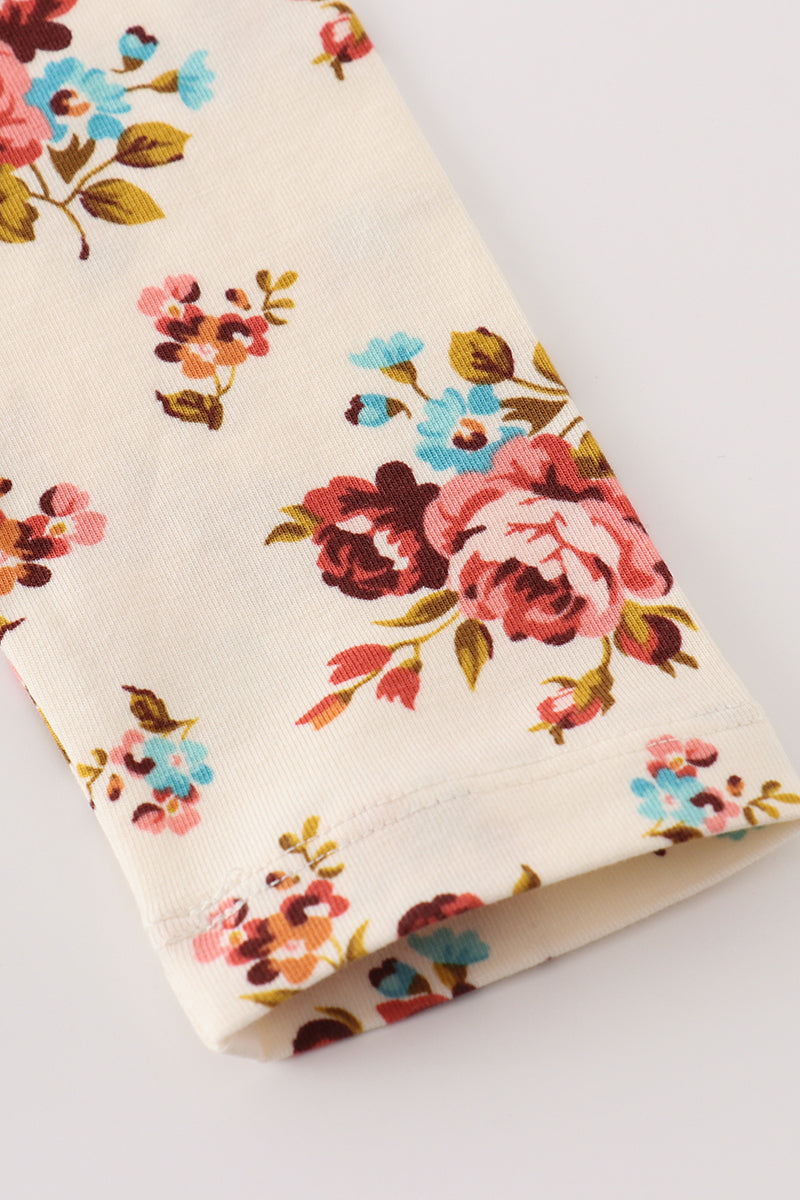 Platinum Rust Floral Print Ruffle Tunic