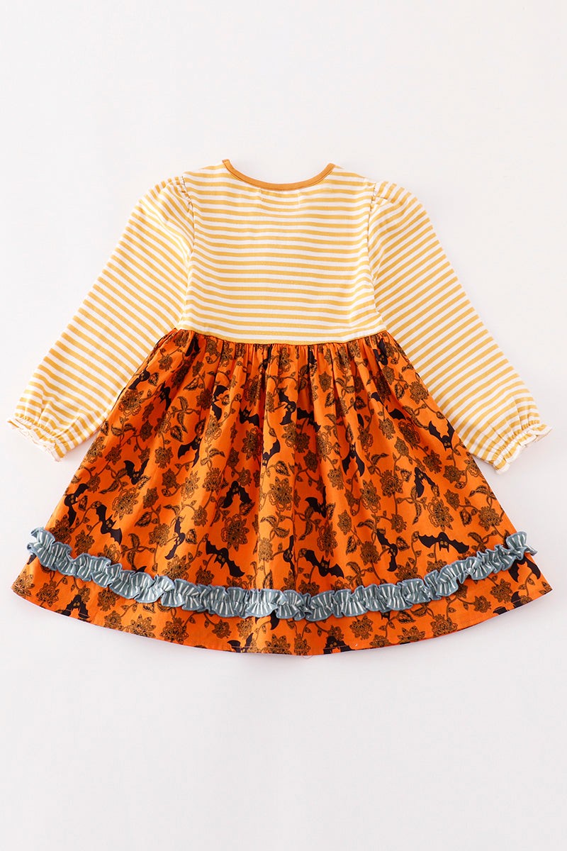 Platinum Yellow Halloween Print Stripe Dress