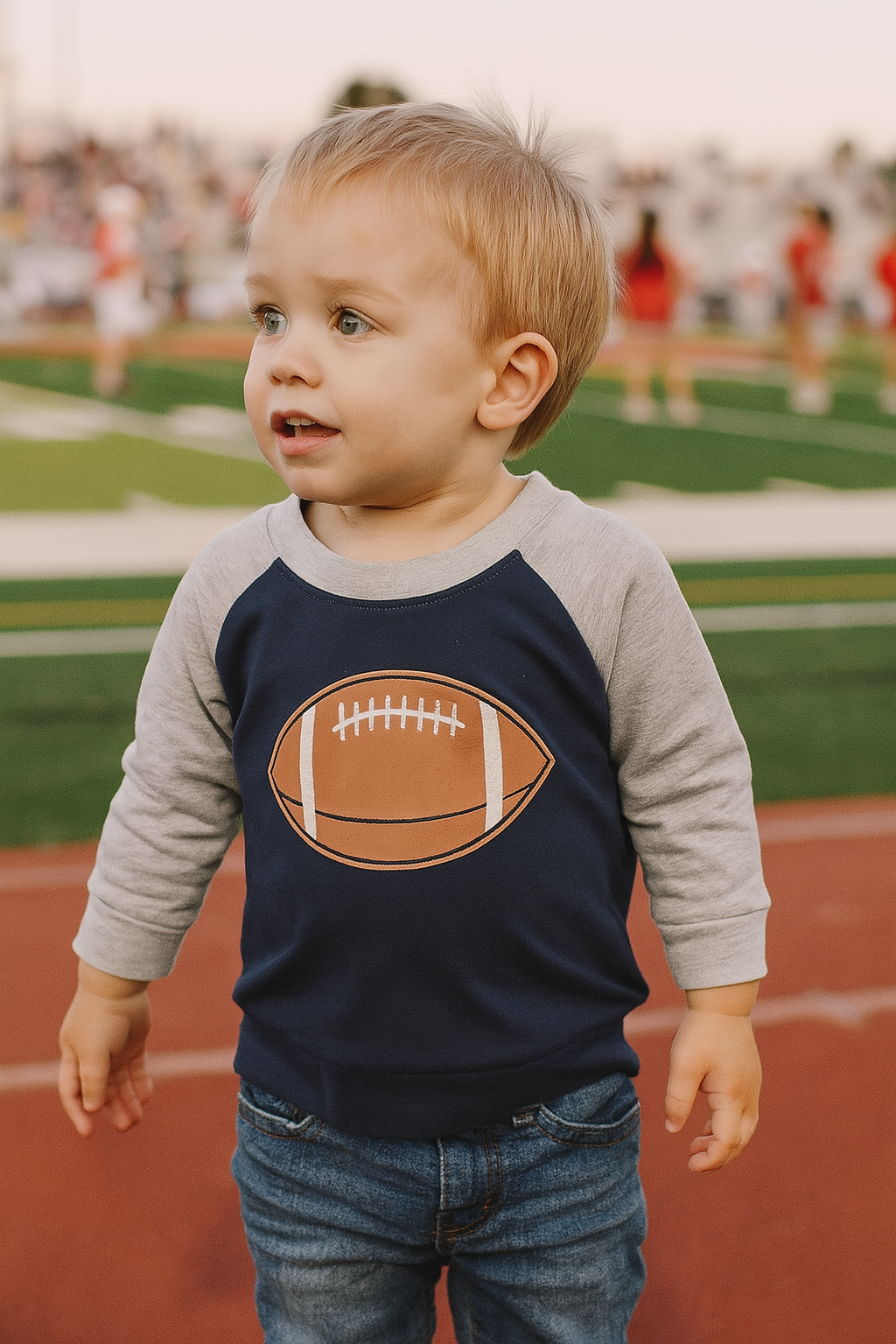 Grey Raglan Embroidered Football Shirt