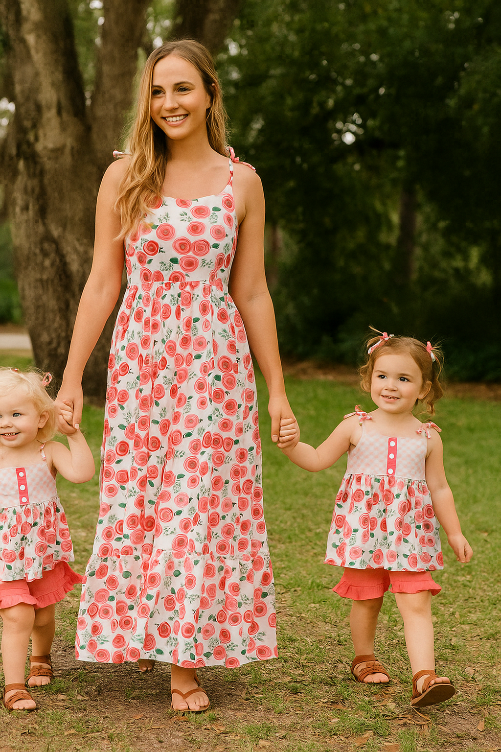 Pink Floral Rose Mom Dress