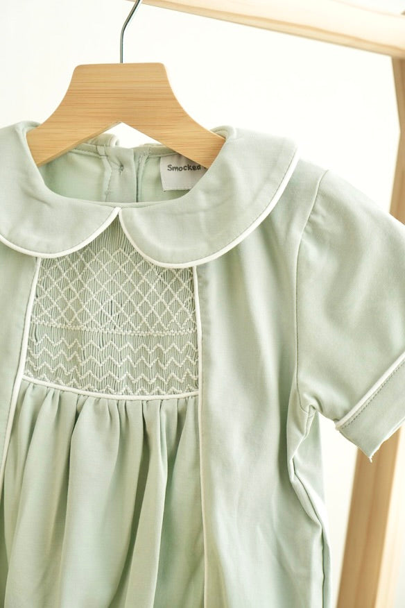 Sage Hand-Smocked Boy Bubble