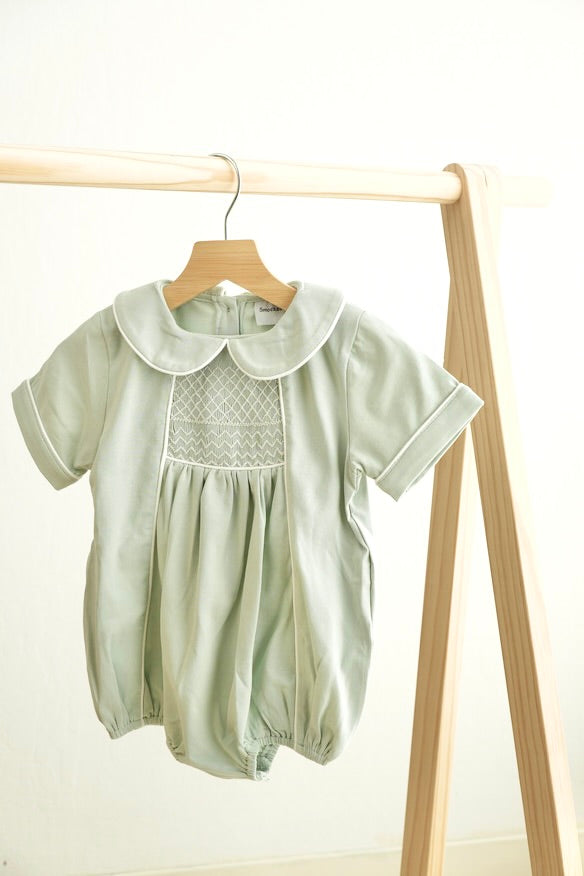 Sage Hand-Smocked Boy Bubble