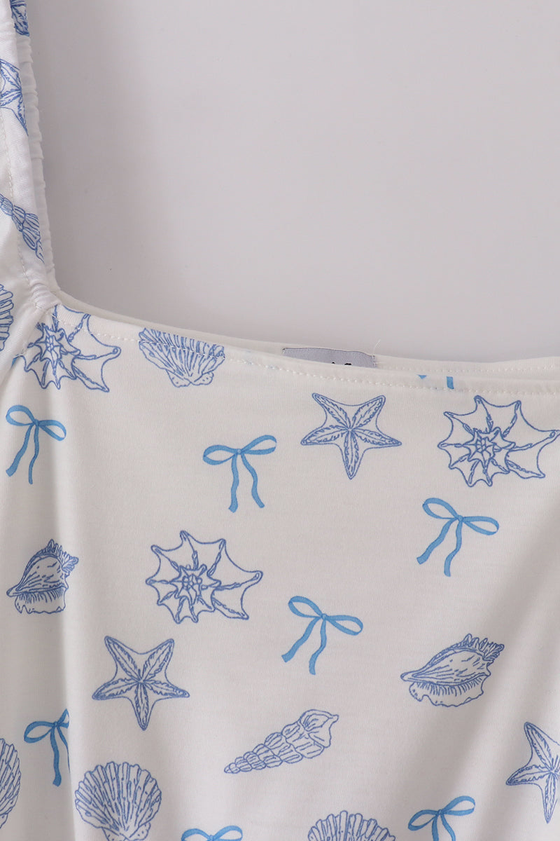 Blue Seashell Bow Mom & Me Dress