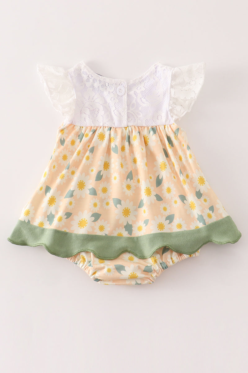 Yellow Floral Lace Bubble