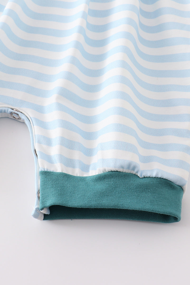 Blue Stripe Cow Embroidery Boy Bubble
