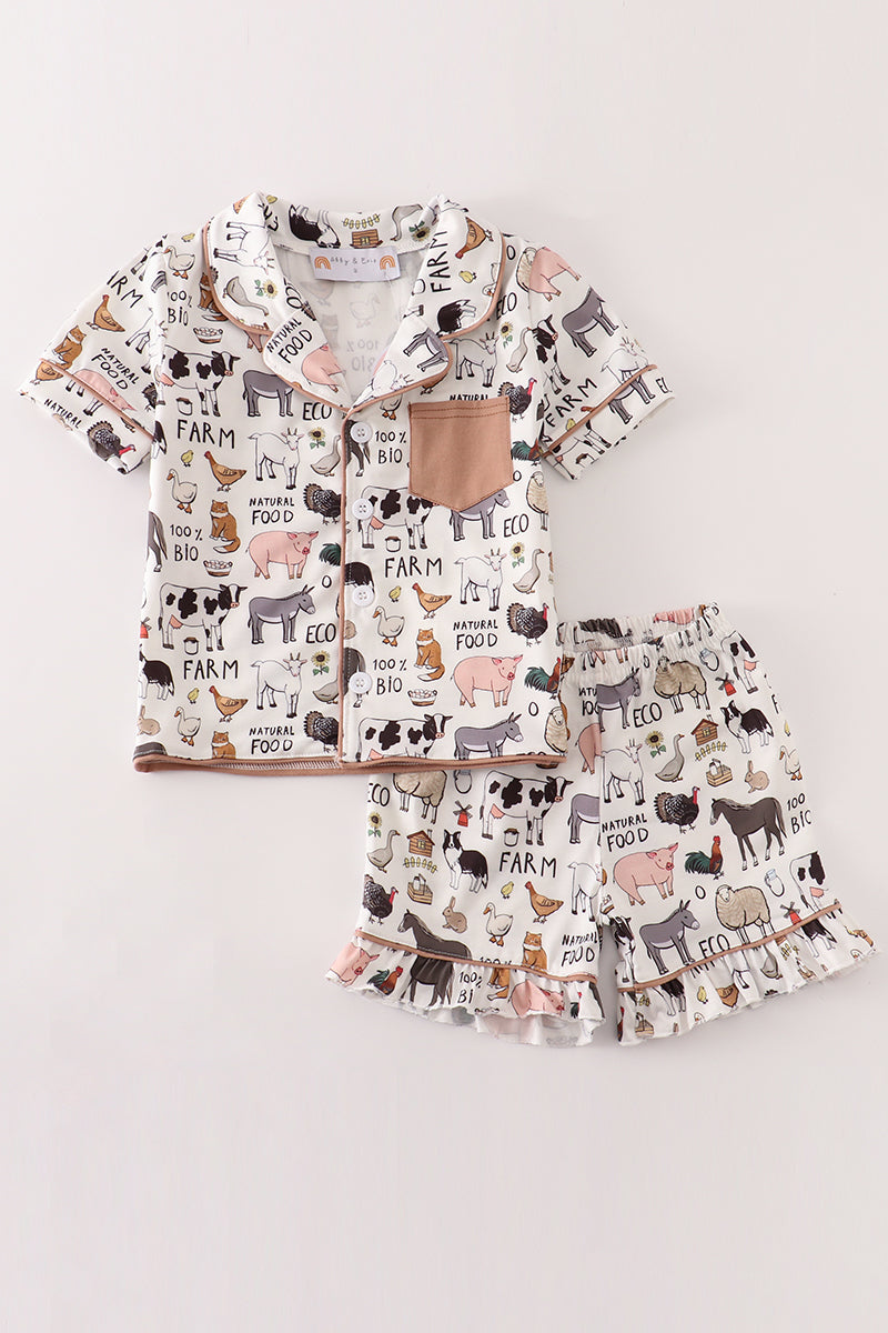 Beige Farm Girl Pajamas Set