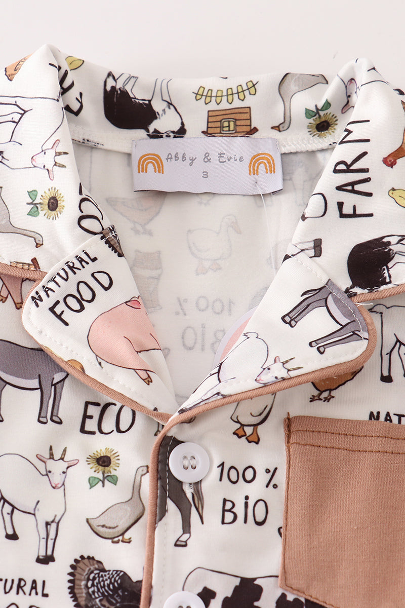 Beige Farm Girl Pajamas Set