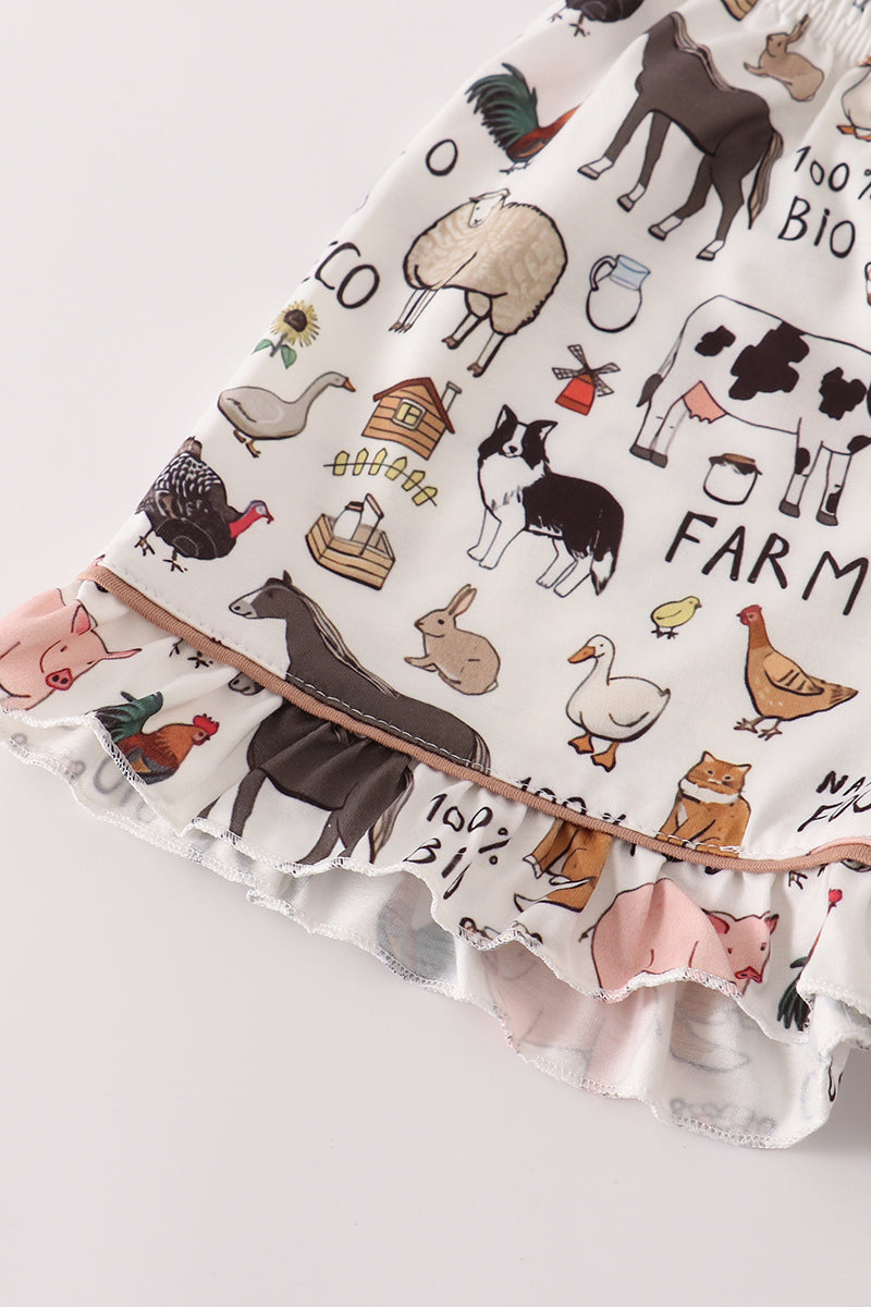 Beige Farm Girl Pajamas Set