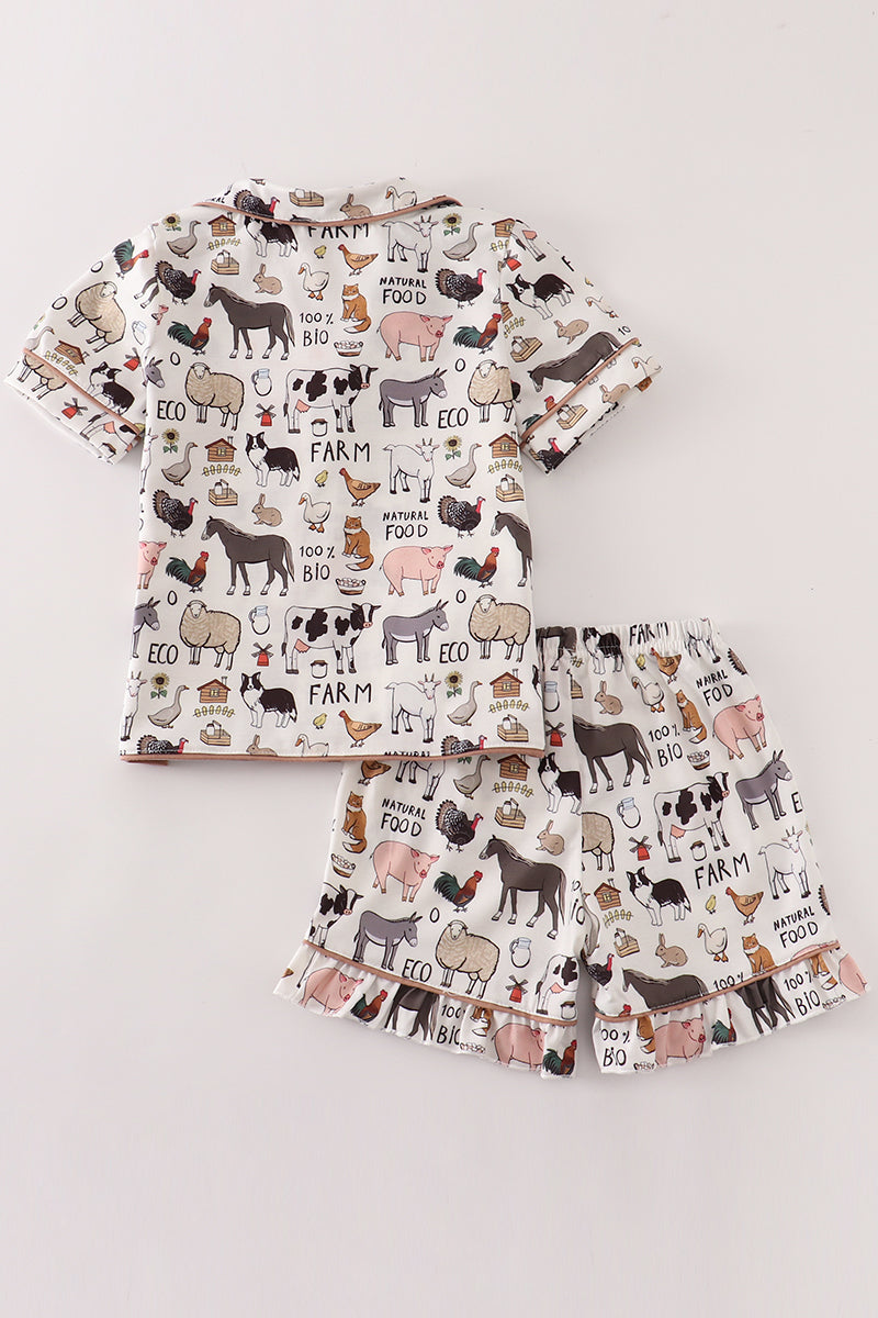 Beige Farm Girl Pajamas Set