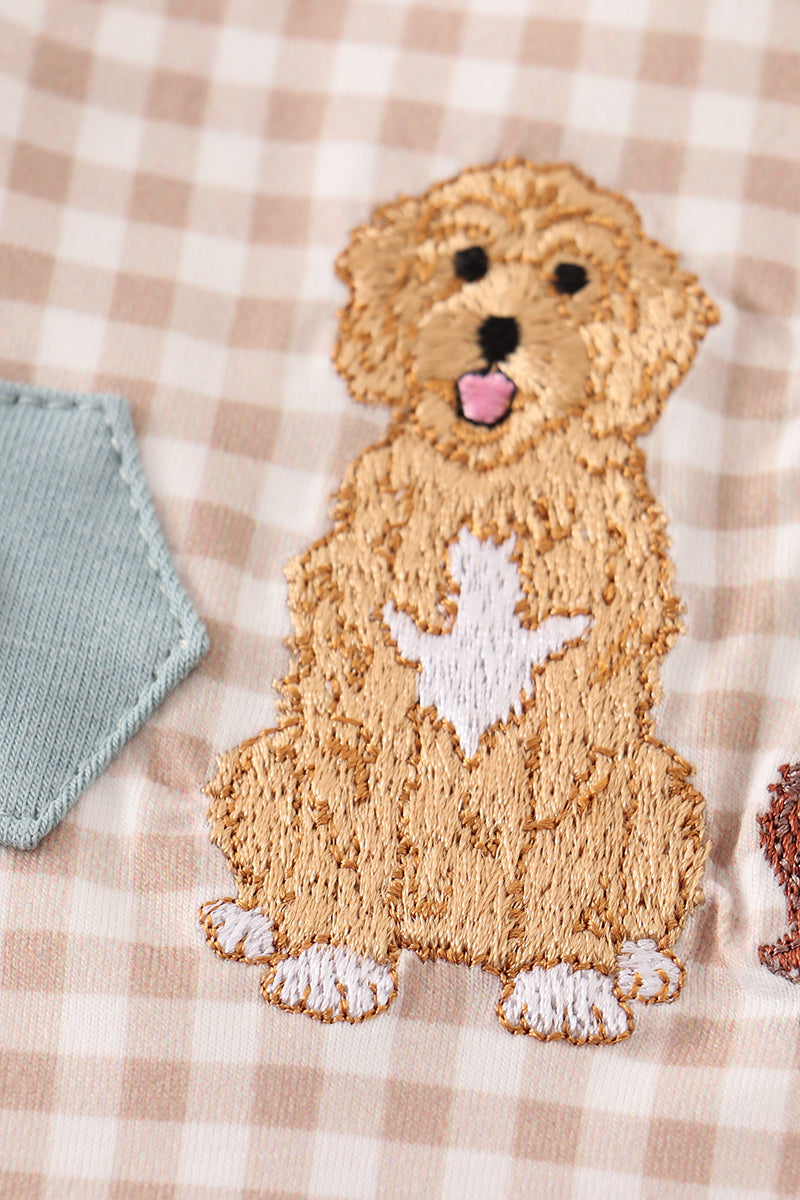 Gingham Puppy Embroidery Boy Jonjon