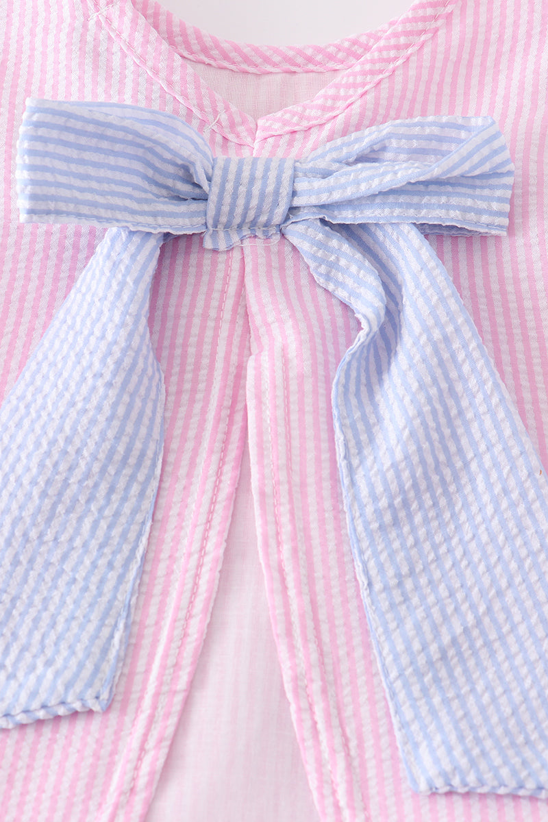 Pink Stripe Seersucker Girl Set