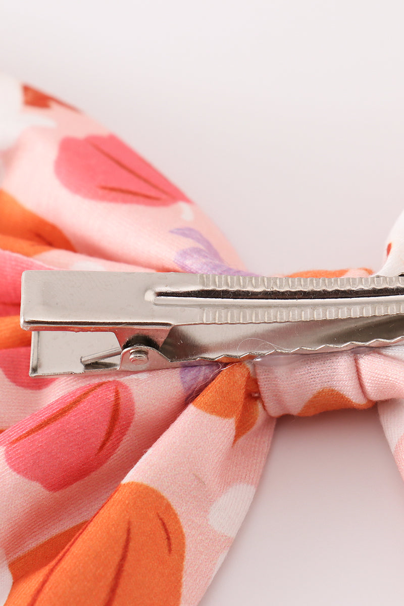 Pumpkin Floral Print 1Pc Hair Bow