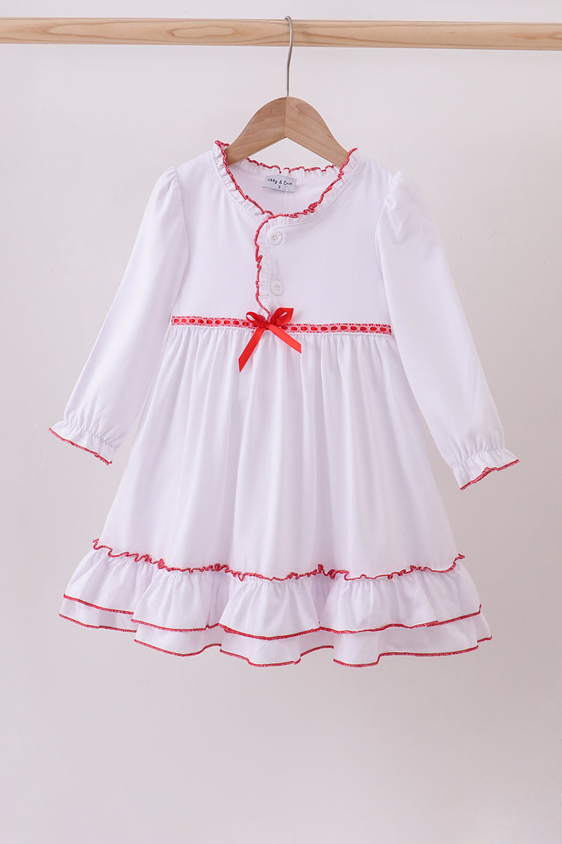 White Bow Ruffle Gown