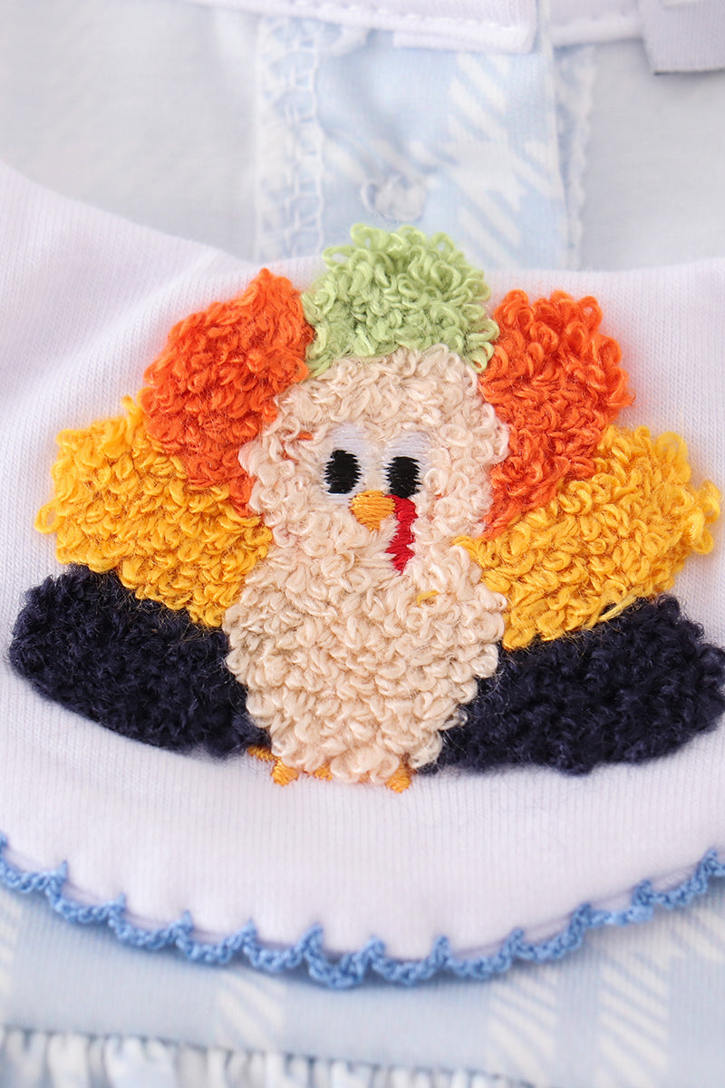 Blue Thanksgiving Turkey French Knot Dress