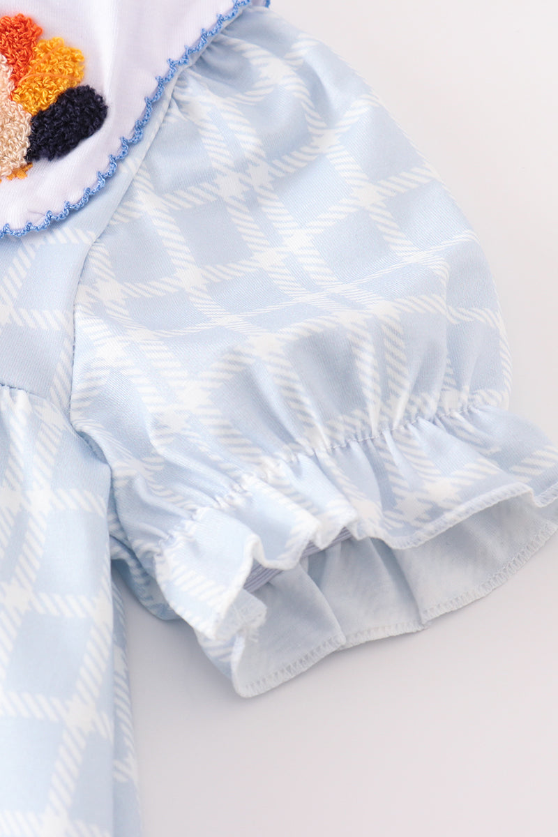 Blue Thanksgiving Turkey French Knot Dress