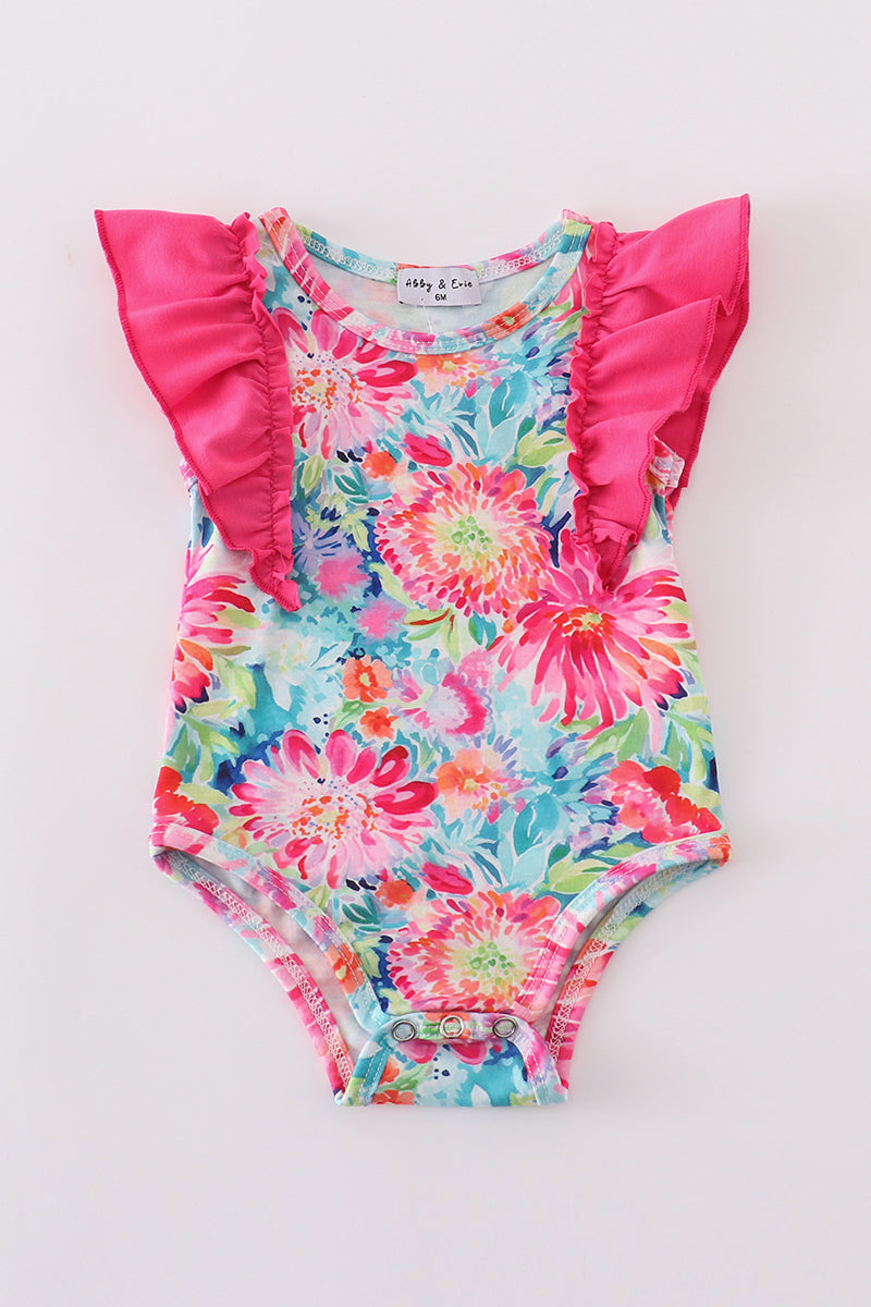 Magenta Vibrant Floral Print Girl Bubble