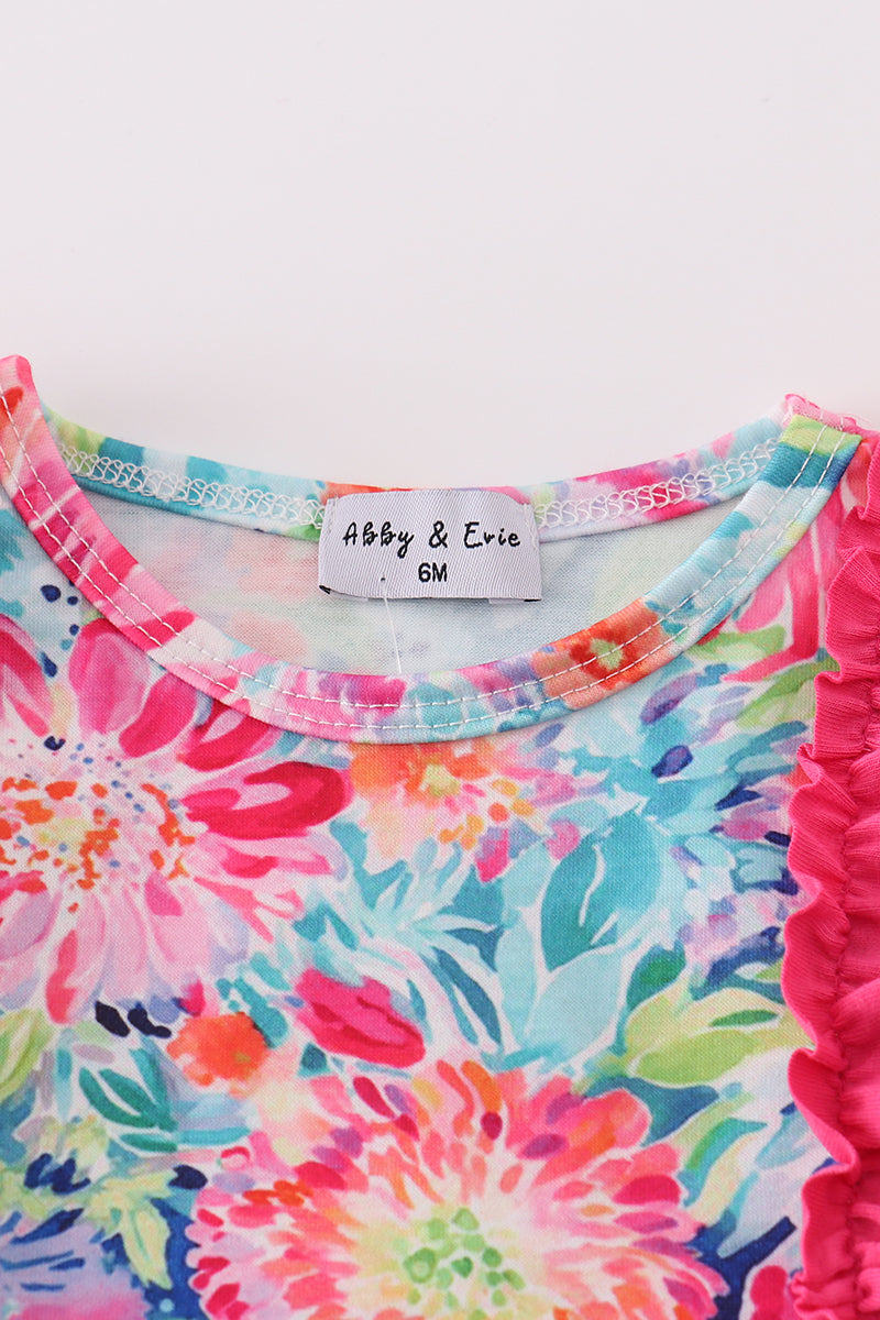 Magenta Vibrant Floral Print Girl Bubble