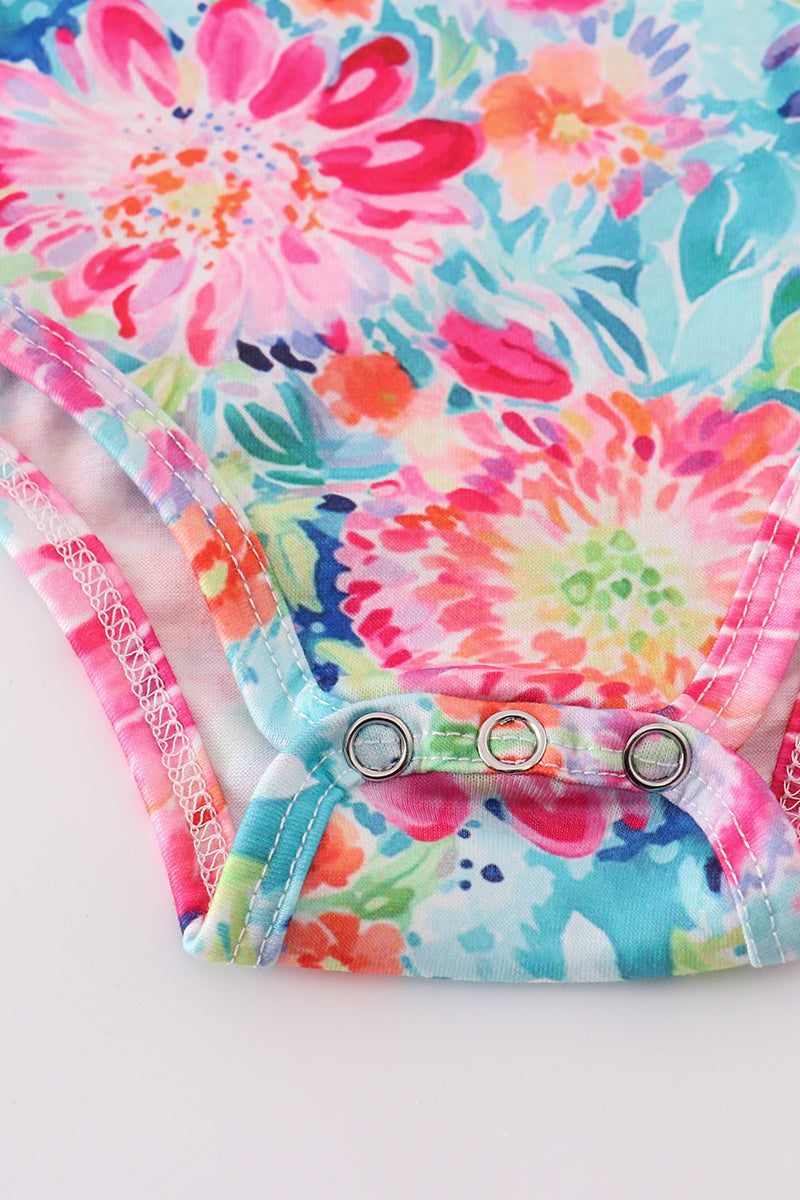 Magenta Vibrant Floral Print Girl Bubble