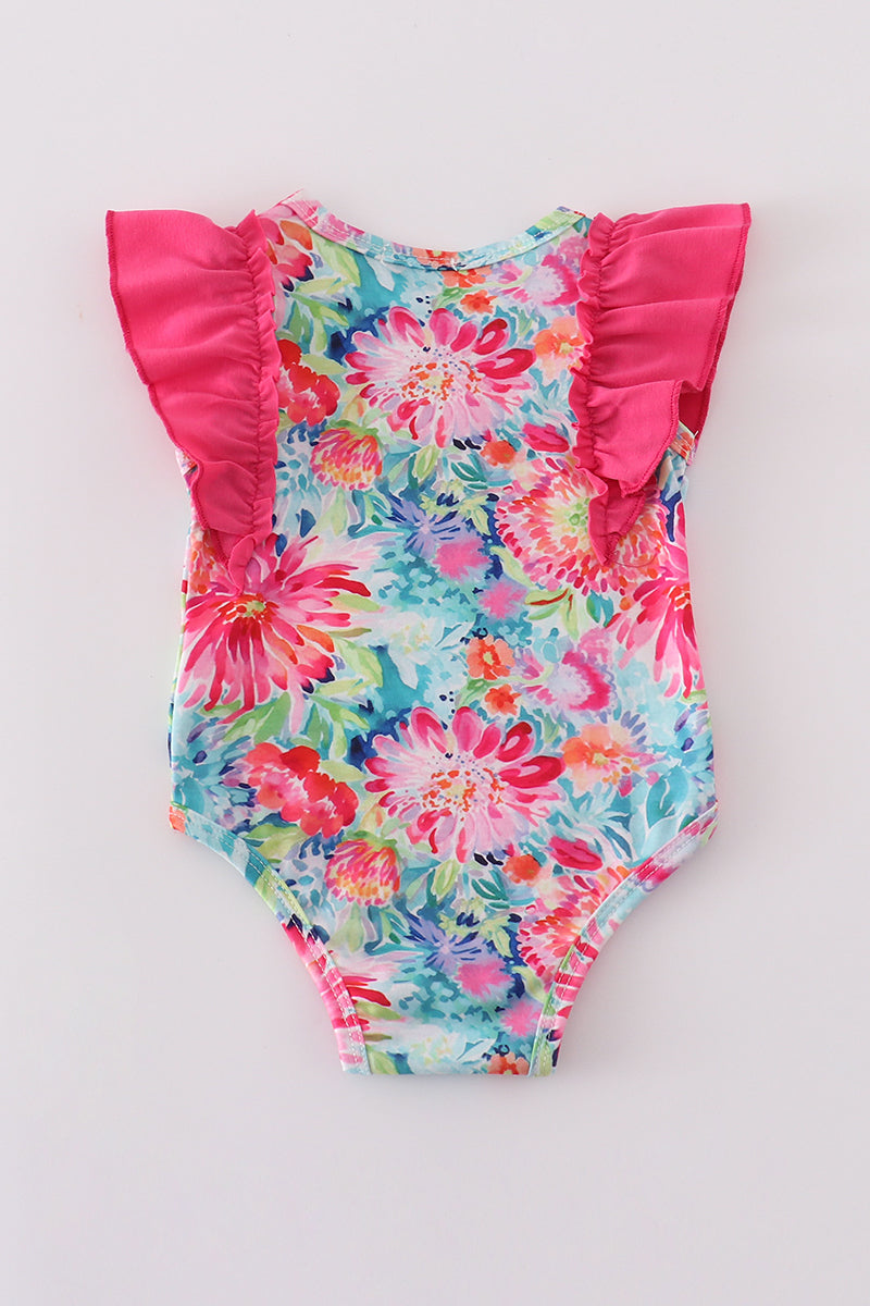 Magenta Vibrant Floral Print Girl Bubble
