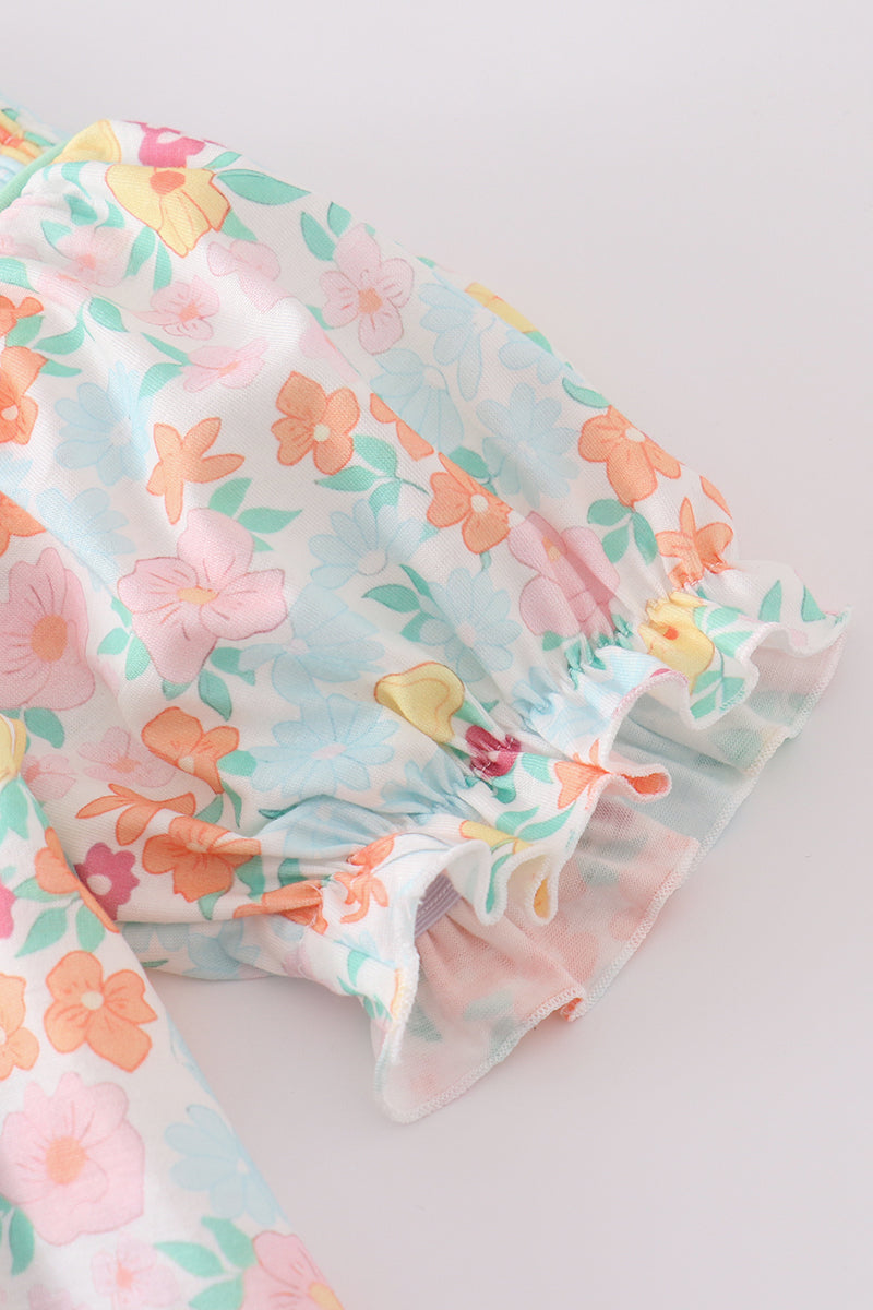 Green Springtime Bloom Smocked Girl Set