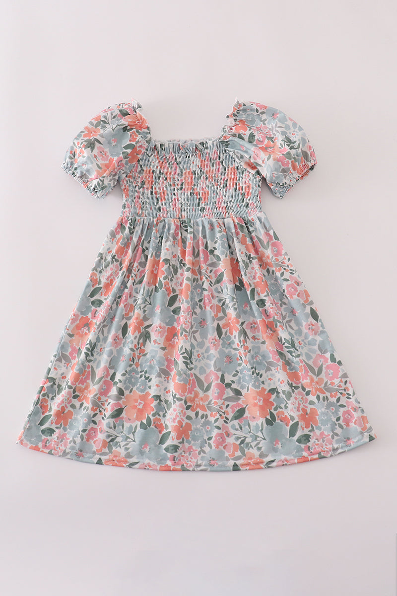 Green Garden Bloom Smocked Mom & Me Dress