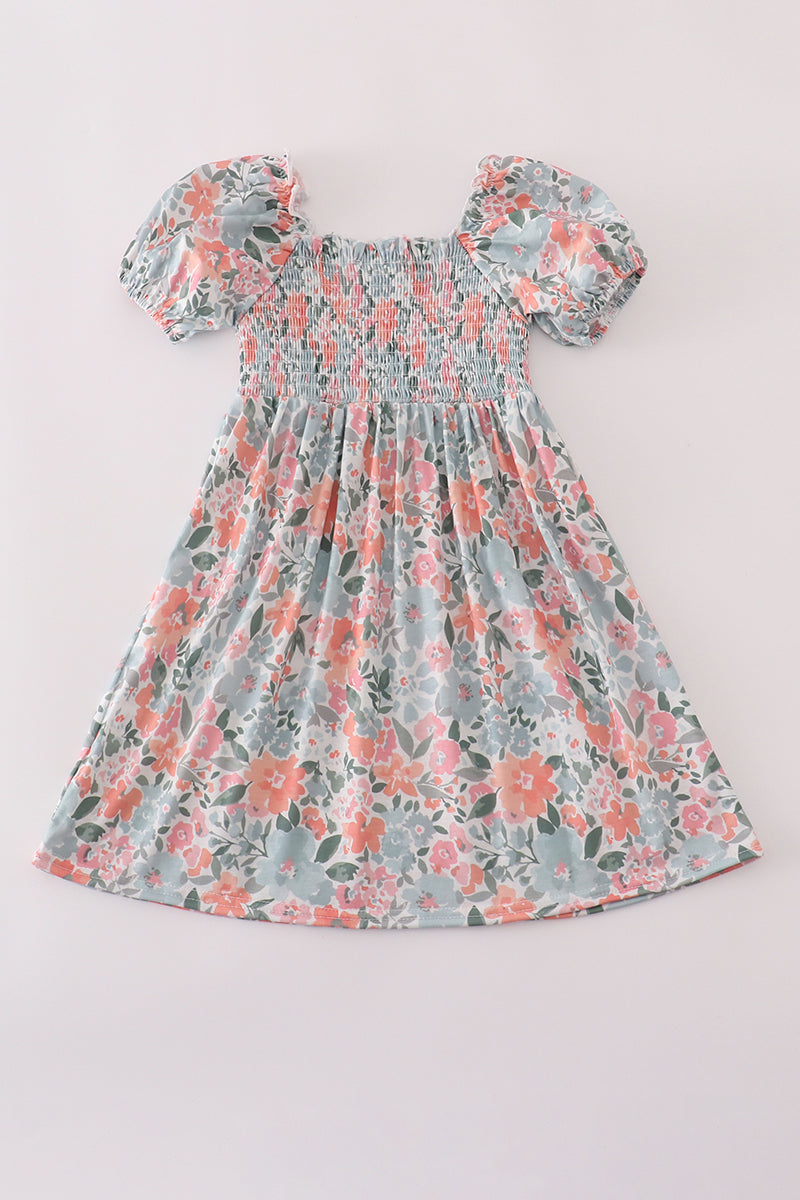 Green Garden Bloom Smocked Mom & Me Dress