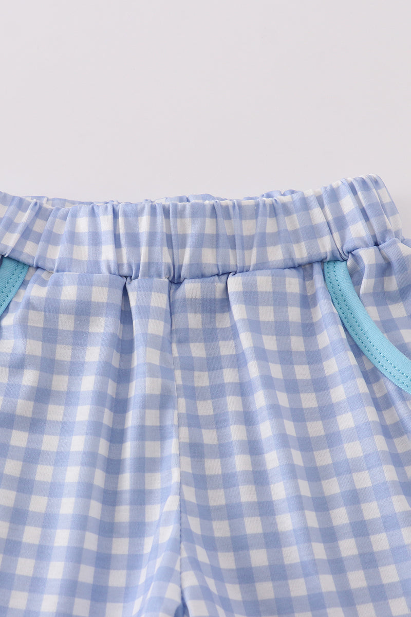 Blue Truck Fishing Applique Shorts Set