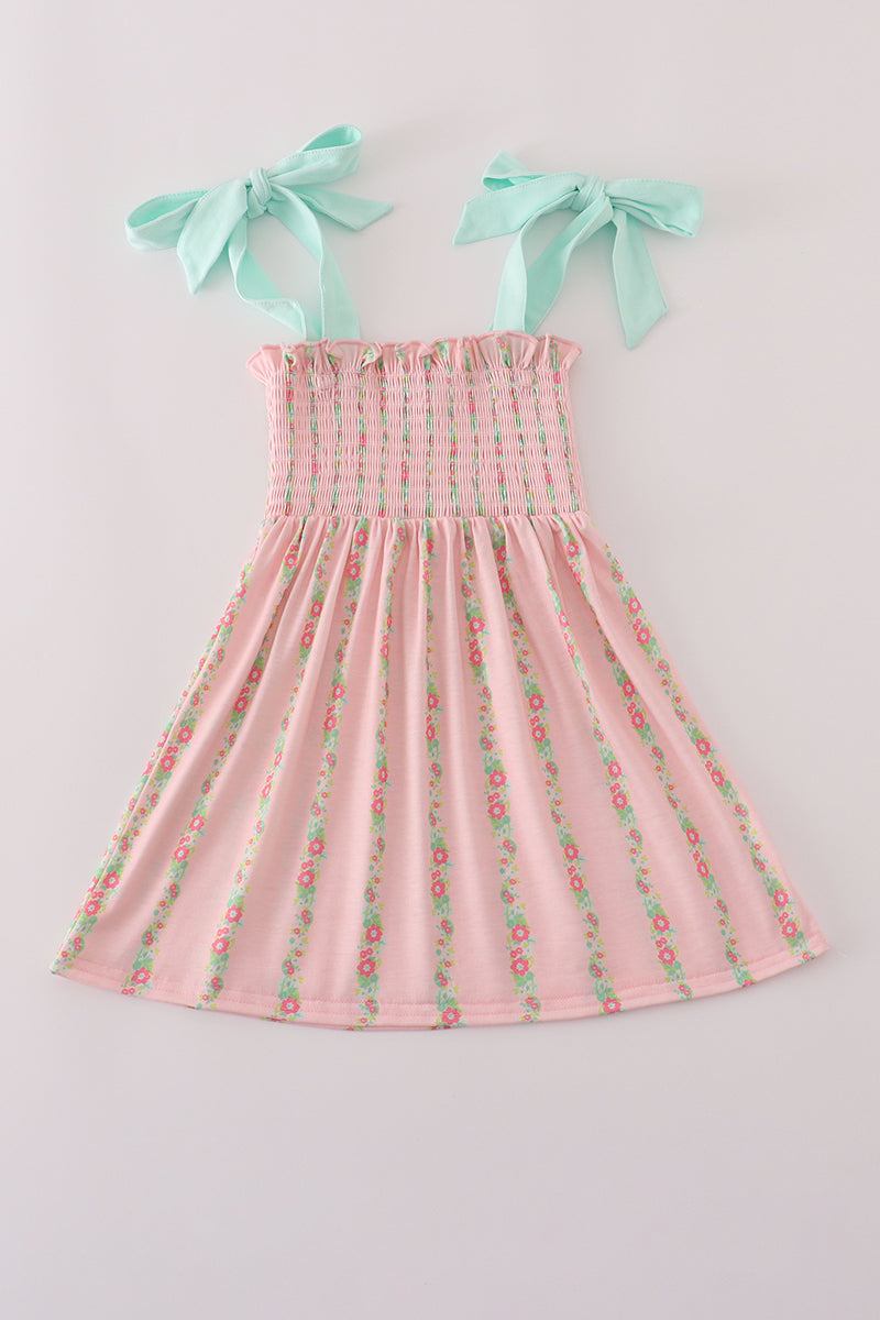 Pink Floral Smocked Mom & Me Dress